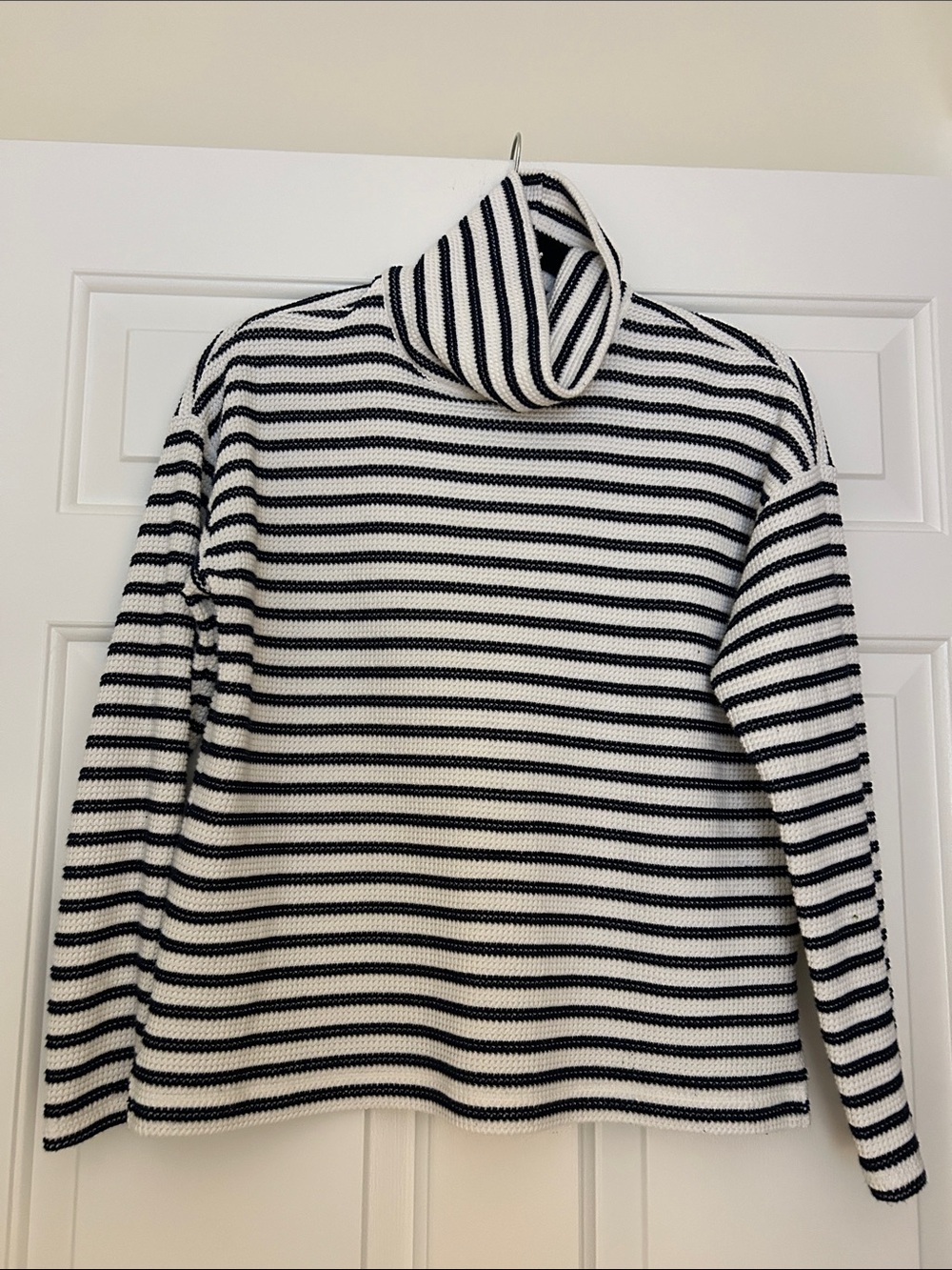 Talbots Navy and White Striped Turtleneck